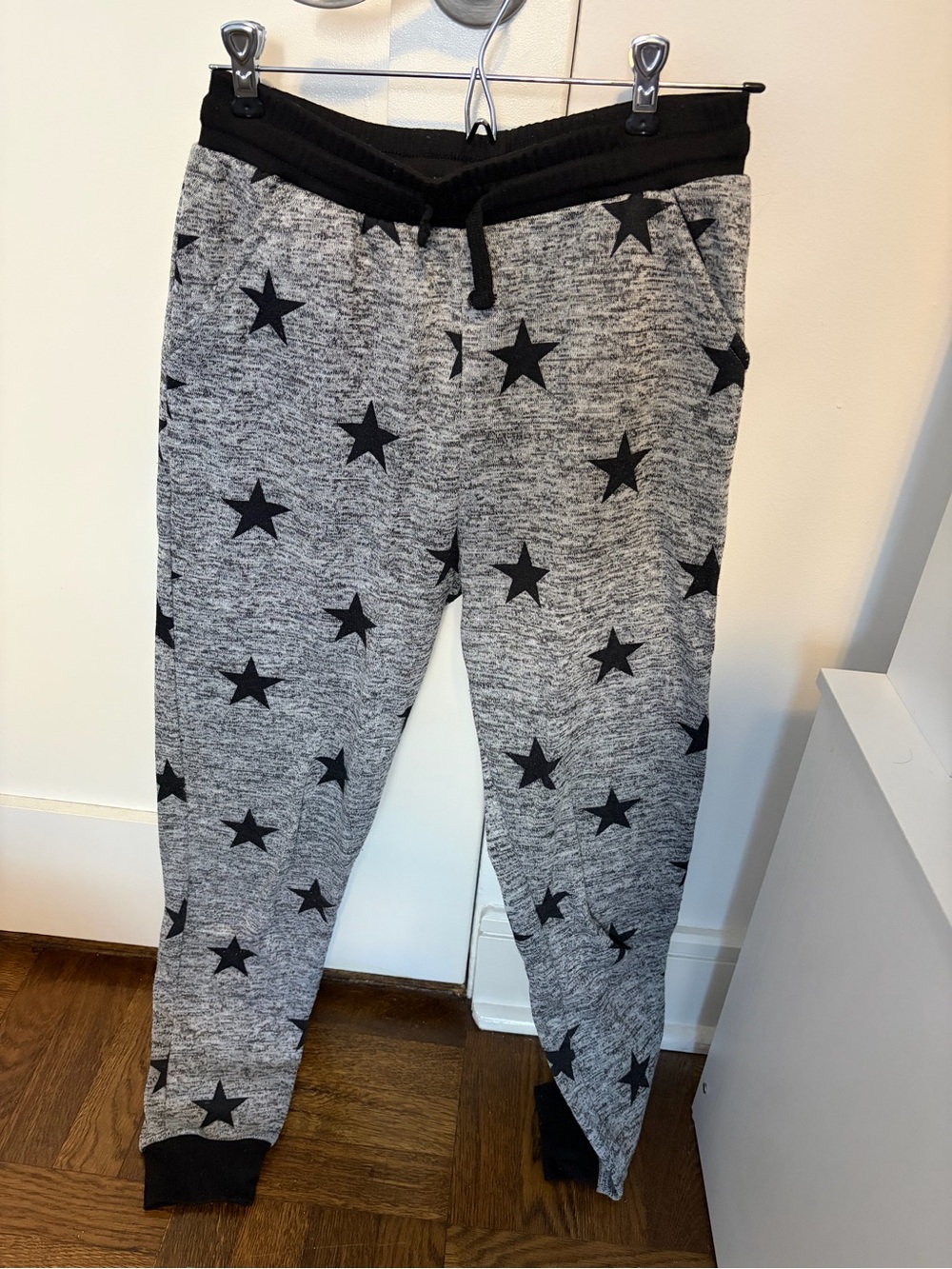 Grey Star Print Jogger Pants with Black Trim